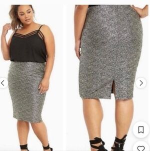 TORRID Silver Sparkle Pencil Midi Skirt 1XL